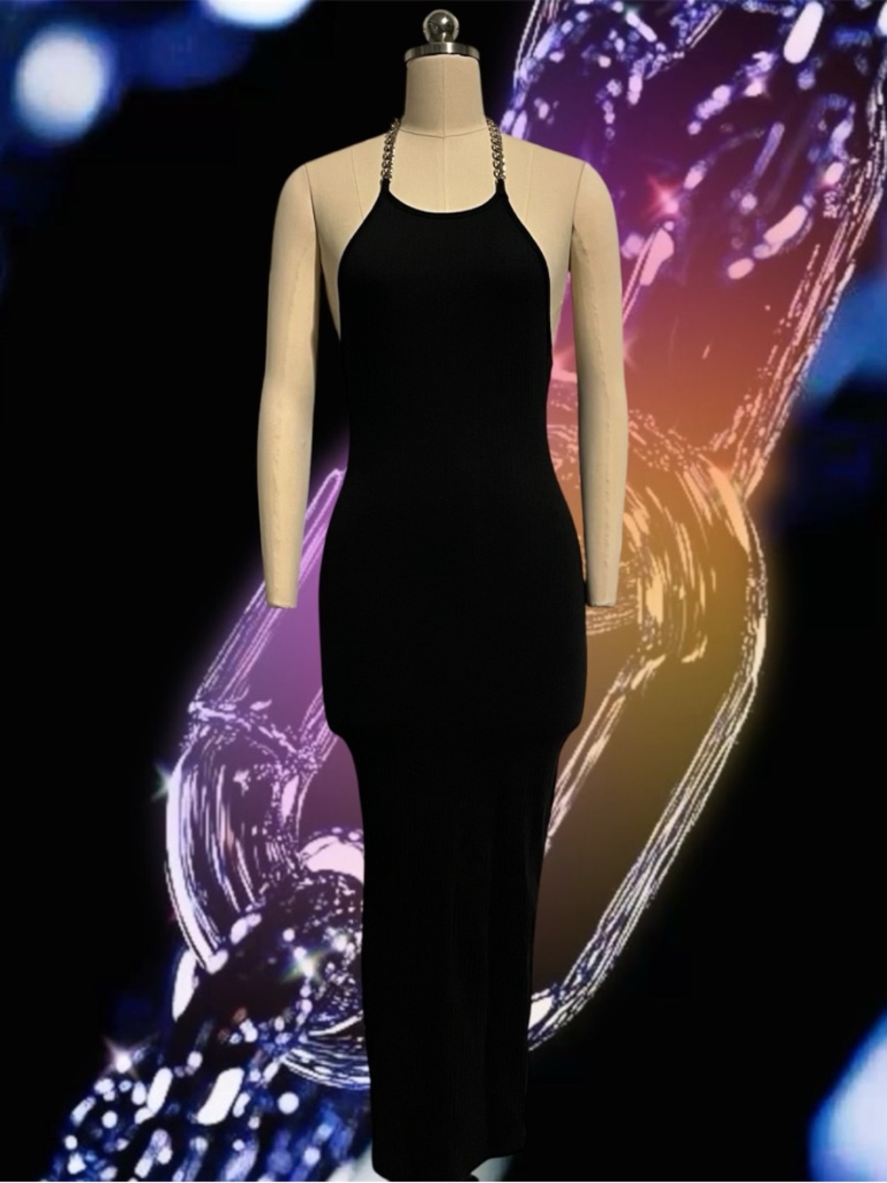 Missguided REWORKED Halter Chain Bodycon Maxi Dress